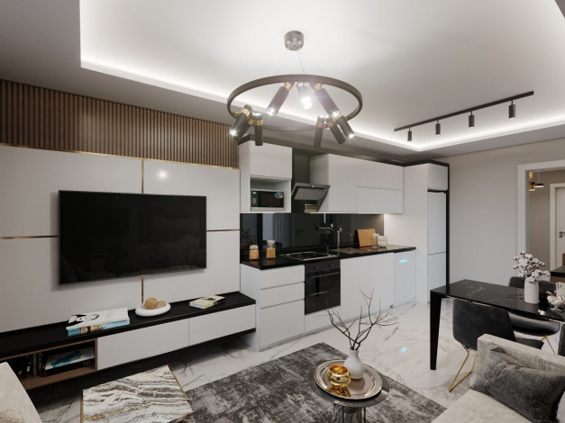 Двухкомнатная квартира большой площади в строящемся элитном комплексе в районе Махмутлар, 80 м2 - Ракурс 16