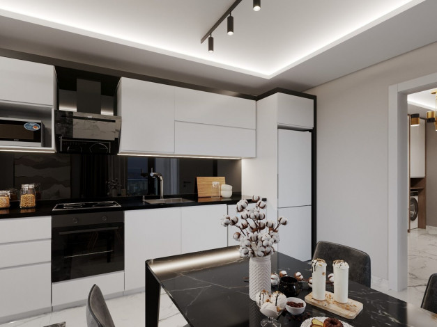 Двухкомнатная квартира большой площади в строящемся элитном комплексе в районе Махмутлар, 80 м2 - Ракурс 22