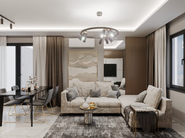 Двухкомнатная квартира большой площади в строящемся элитном комплексе в районе Махмутлар, 80 м2 - Ракурс 23