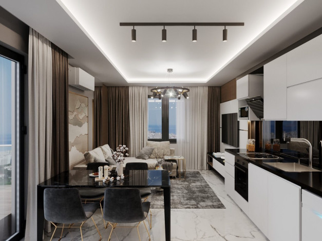 Двухкомнатная квартира большой площади в строящемся элитном комплексе в районе Махмутлар, 80 м2 - Ракурс 24