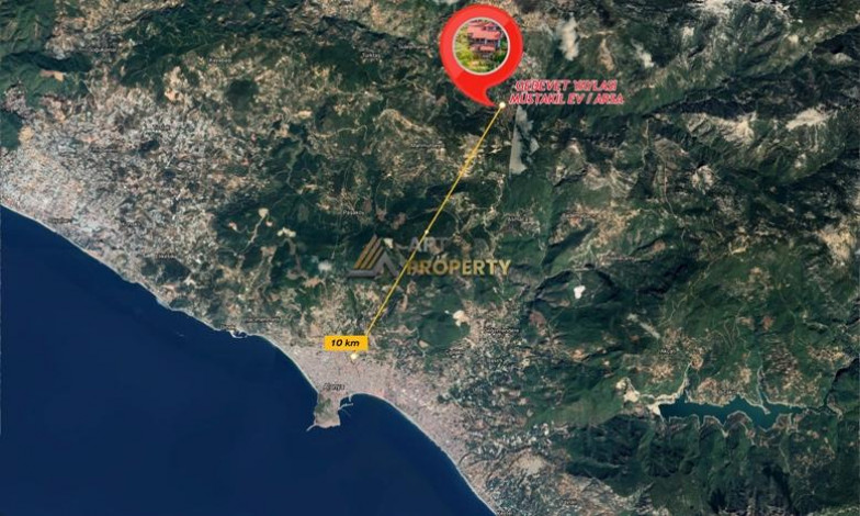 Дом с камином 3+1 с участком вдали от шума и суеты в горах Махмутлара, 260 м2 - Ракурс 62