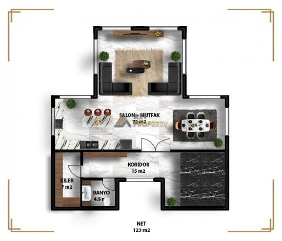 Гарантированное гражданство! Вилла 5+1 на этапе котлована в районе Каргыджак с возможностью рассрочки, 520 м2 - Ракурс 36