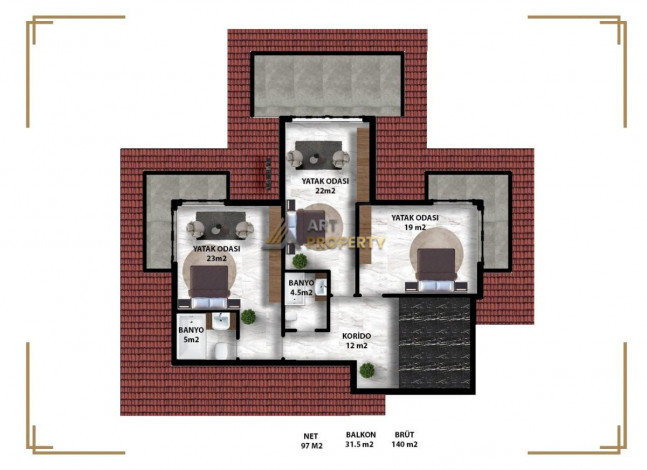 Гарантированное гражданство! Вилла 5+1 на этапе котлована в районе Каргыджак с возможностью рассрочки, 520 м2 - Ракурс 37
