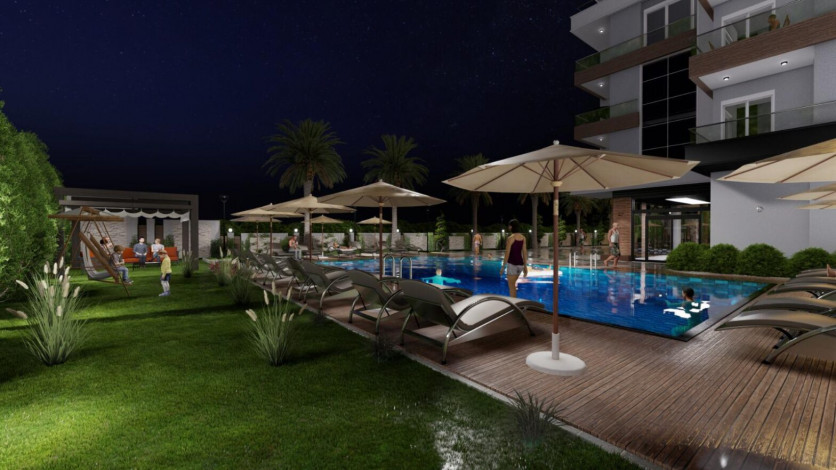 Проект в Авсалларе на этапе строительства с планировками 2+1, 97 м2 - Ракурс 28