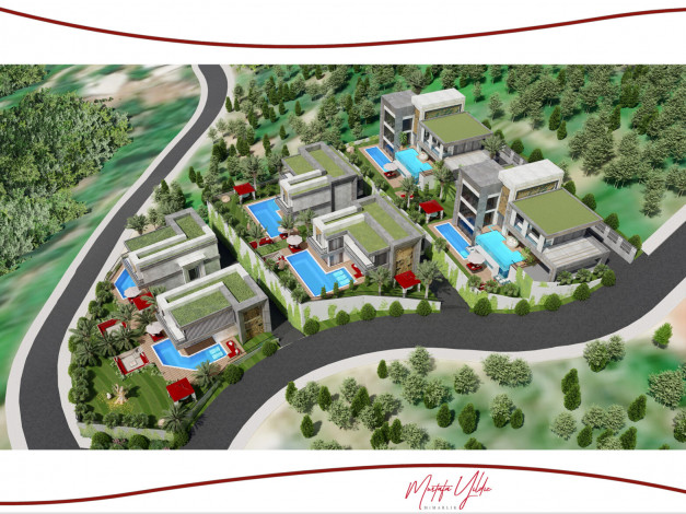 Шикарный проект вилл в районе Каргыджак, с возможностью получения турецкого гражданства, 372-699 м2 - Ракурс 12