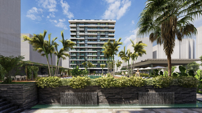 Проект на первой линии моря с различными планировками в Махмутларе! - Ракурс 12