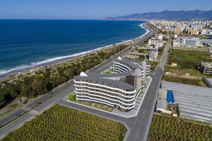 Квартира 2+1 с люкс мебелью и шикарным видом на море в комплексе на первой линии, Каргыджак, 109 м2 - Ракурс 35