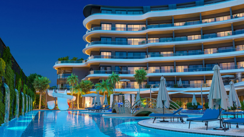 Квартира 2+1 с люкс мебелью и шикарным видом на море в комплексе на первой линии, Каргыджак, 109 м2 - Ракурс 38