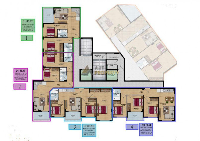 Проект с хорошей инфраструктурой в 600 метрах от моря в районе Махмутлар, 48-120 м2 - Ракурс 10