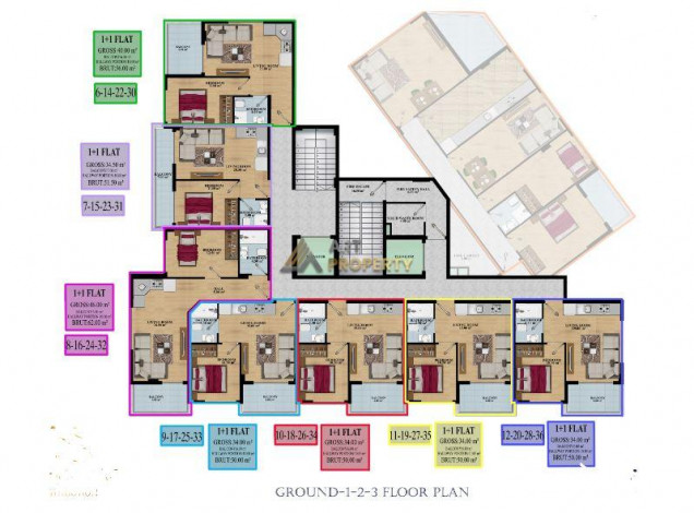 Проект с хорошей инфраструктурой в 600 метрах от моря в районе Махмутлар, 48-120 м2 - Ракурс 11