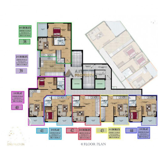 Проект с хорошей инфраструктурой в 600 метрах от моря в районе Махмутлар, 48-120 м2 - Ракурс 12