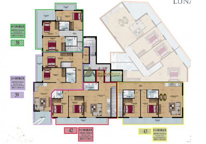 Проект с хорошей инфраструктурой в 600 метрах от моря в районе Махмутлар, 48-120 м2 - Ракурс 13