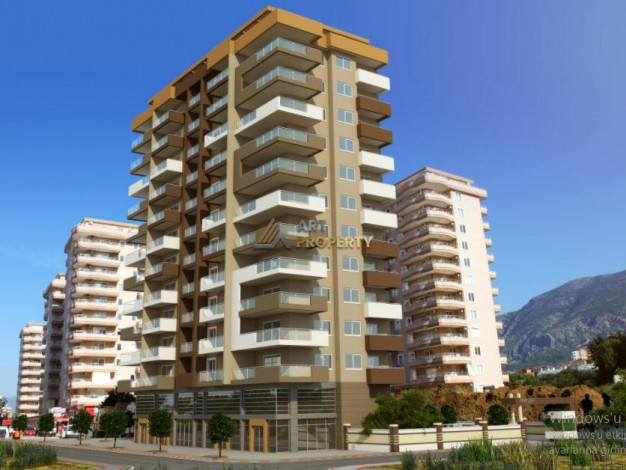 Двухкомнатная квартира на высоком этаже с частичным видом на море в Махмутлар, 70 м2 - Ракурс 19