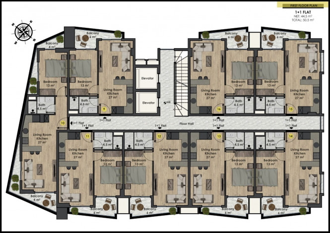 Новый проект в центральной части Махмутлара в 750 м от моря! - Ракурс 11