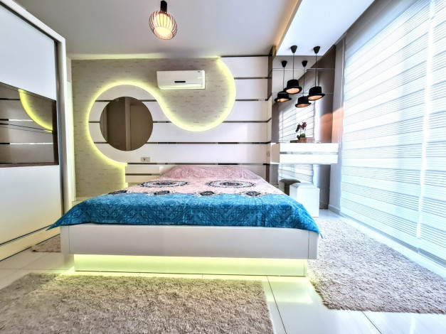 Трехкомнатная квартира с частичным видом на море в люксовом комплексе в Махмутлар, 110 м2 - Ракурс 10