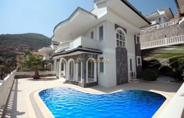 Полностью меблированная вилла 4+1 со бассейном и шикарным панорамным видом на Аланью, 300 м2 - Ракурс 26