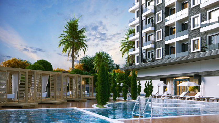 Премиальный комплекс на этапе строительства на границе районов Махмутлар и Каргыджак, 53м-203 - Ракурс 3