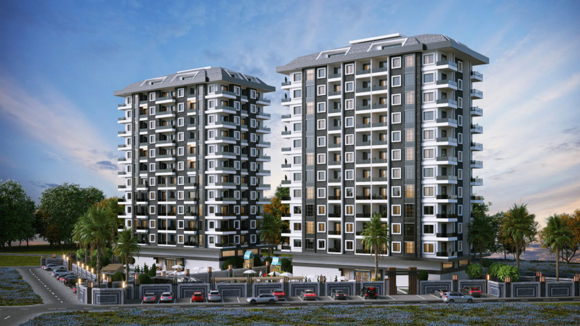 Премиальный комплекс на этапе строительства на границе районов Махмутлар и Каргыджак, 53м-203 - Ракурс 12