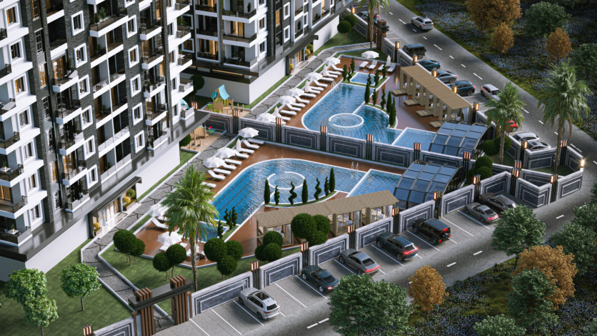 Премиальный комплекс на этапе строительства на границе районов Махмутлар и Каргыджак, 53м-203 - Ракурс 14