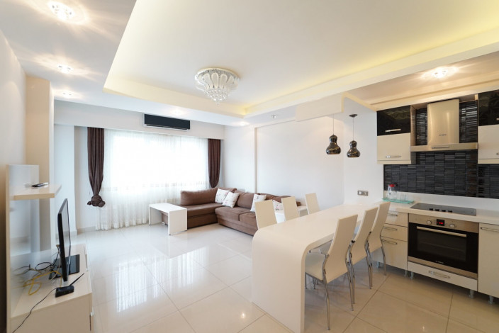 Трехкомнатные меблированные апартаменты с видом на море и горы в районе Махмутлар, 107м - Ракурс 14