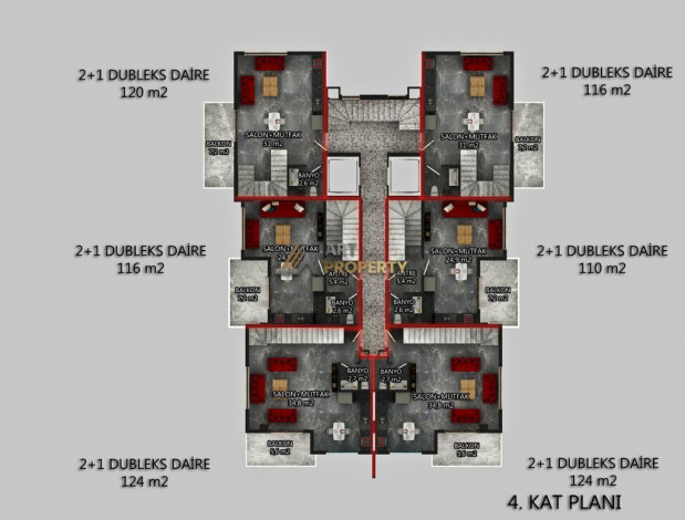 Новый проект на первой береговой линии в районе Каргыджак, 51-124 м2 - Ракурс 9