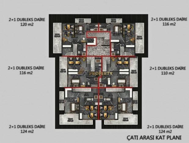 Новый проект на первой береговой линии в районе Каргыджак, 51-124 м2 - Ракурс 10