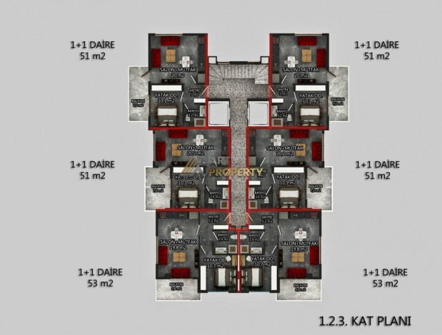 Новый проект на первой береговой линии в районе Каргыджак, 51-124 м2 - Ракурс 12
