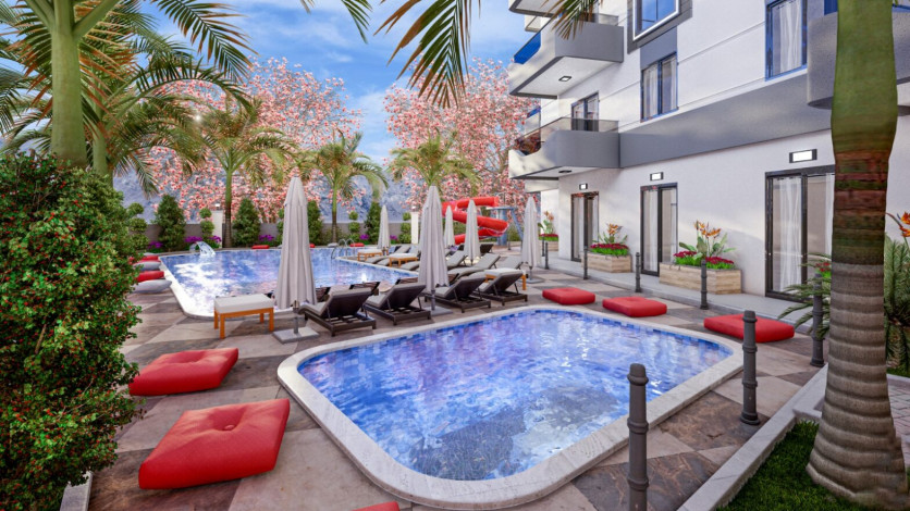 Новый проект с хорошей инфраструктурой в Махмутларе, 48-100 м2 - Ракурс 8