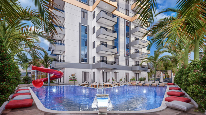 Новый проект с хорошей инфраструктурой в Махмутларе, 48-100 м2 - Ракурс 14