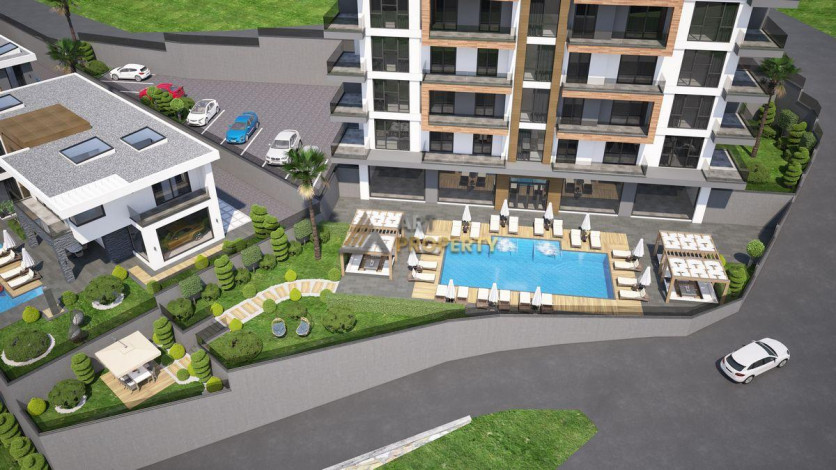 Проект комплекса с подогреваемым крытым бассейном и видом на море в районе Каргыджак, 50,7-209,2 м2 - Ракурс 4