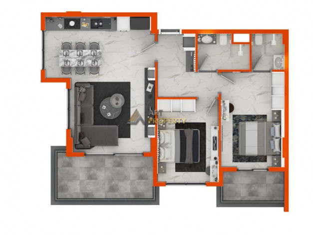 Проект комплекса с подогреваемым крытым бассейном и видом на море в районе Каргыджак, 50,7-209,2 м2 - Ракурс 21