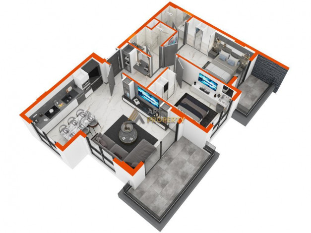 Проект комплекса с подогреваемым крытым бассейном и видом на море в районе Каргыджак, 50,7-209,2 м2 - Ракурс 23