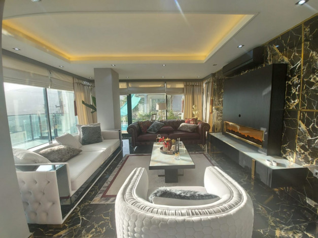 Меблированная вилла 3+1 с видом на море и крепость в районе Бекташ,  Алания 200м. - Ракурс 27