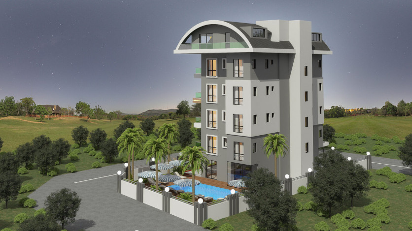 Новая резиденция на этапе строительства в районе Оба,  42м-126м - Ракурс 4