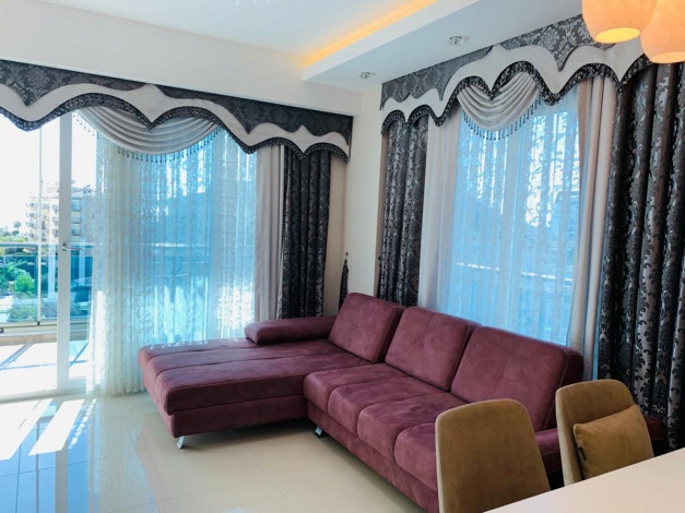 Квартира большой площади с видом на море планировки 1+1 в Махмутларе в комплексе на первой линии моря, 93 м2 - Ракурс 6