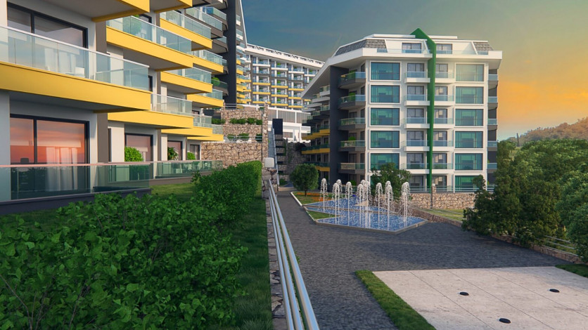 Шикарные апартаменты 1+1 в современном комплексе, в районе Каргыджак - Ракурс 3