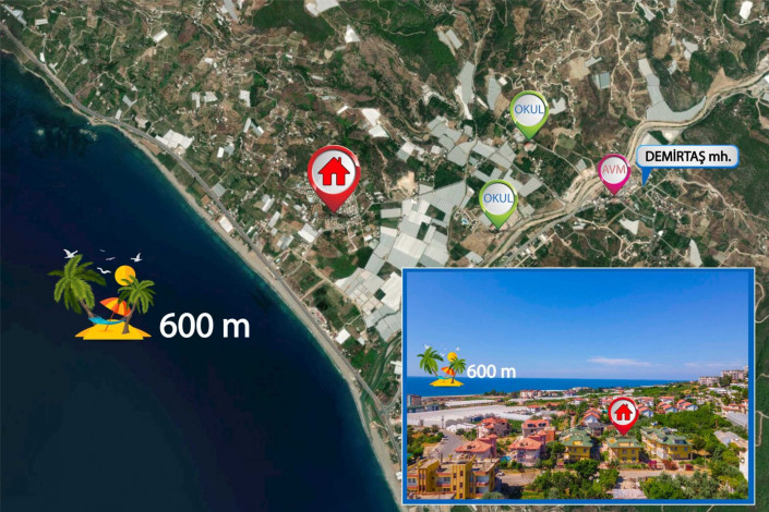 Меблированная трехуровневая вилла на продажу в Демирташ - Ракурс 22