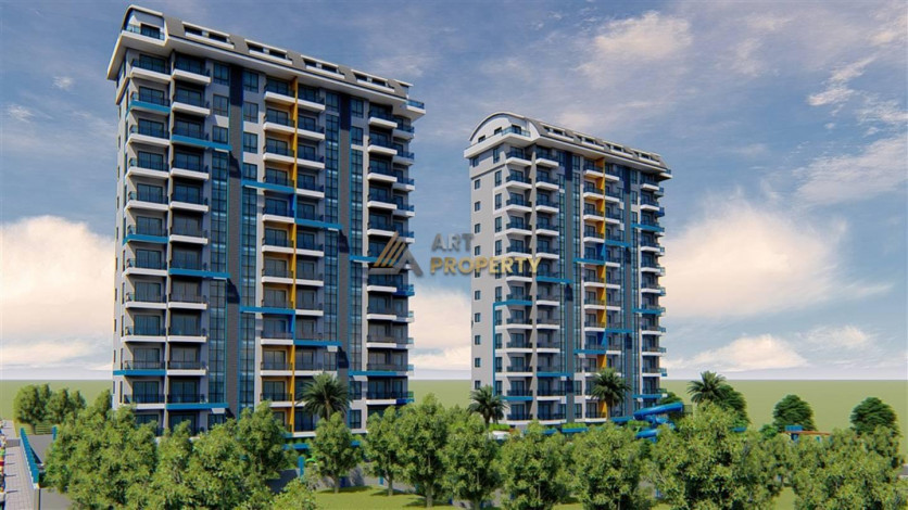 Апартаменты планировки 2+1,  85м2 с видом на море в современном жилом комплексе в районе Махмутлар - Ракурс 6