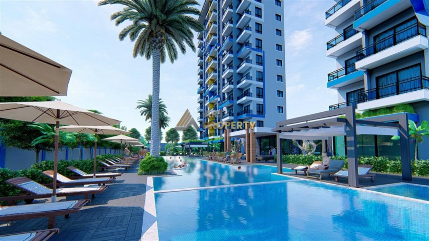 Апартаменты планировки 2+1,  85м2 с видом на море в современном жилом комплексе в районе Махмутлар - Ракурс 11