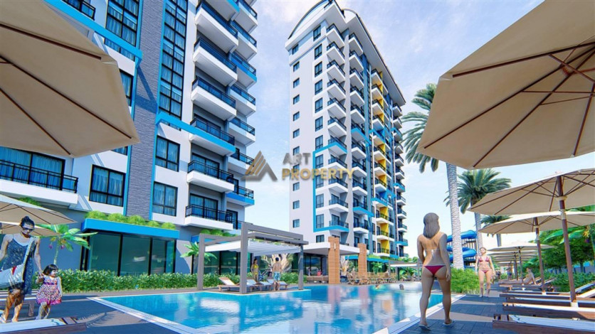 Апартаменты планировки 2+1,  85м2 с видом на море в современном жилом комплексе в районе Махмутлар - Ракурс 13