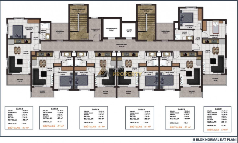 Апартаменты планировки 2+1,  85м2 с видом на море в современном жилом комплексе в районе Махмутлар - Ракурс 17