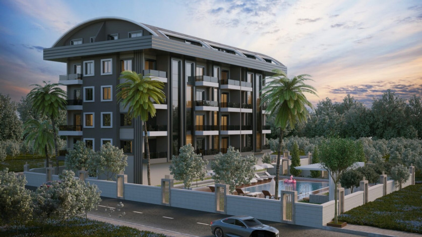 Новый современный проект на стадии строительства с квартирами 1+1, 2+1 в районе Оба - Ракурс 3