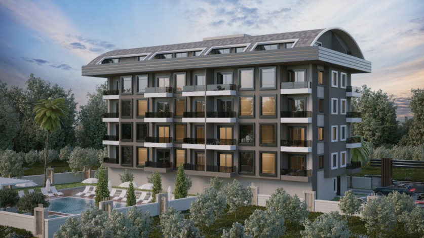 Новый современный проект на стадии строительства с квартирами 1+1, 2+1 в районе Оба - Ракурс 6