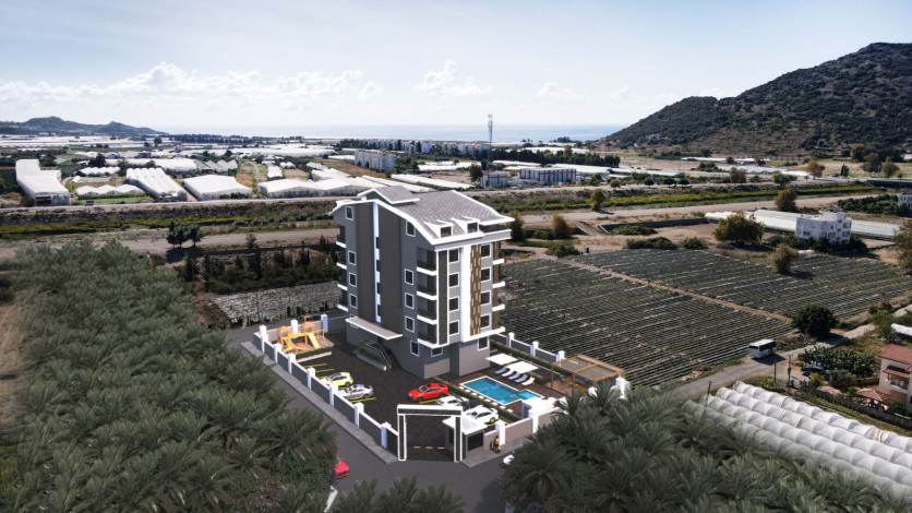 Проект на завершающей стадии строительства, квартиры планировок 1+1 и 2+1, район Газипаша, Аланья - Ракурс 3