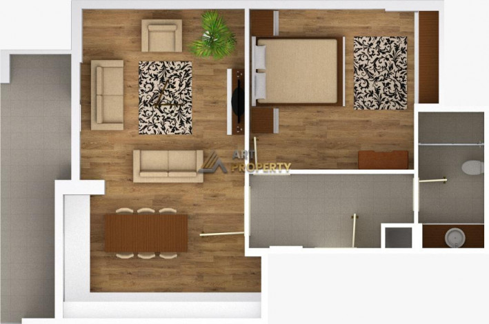 Квартира планировки 1+1 с большой	 площадью 75м2 в районе Авсаллар - Ракурс 10