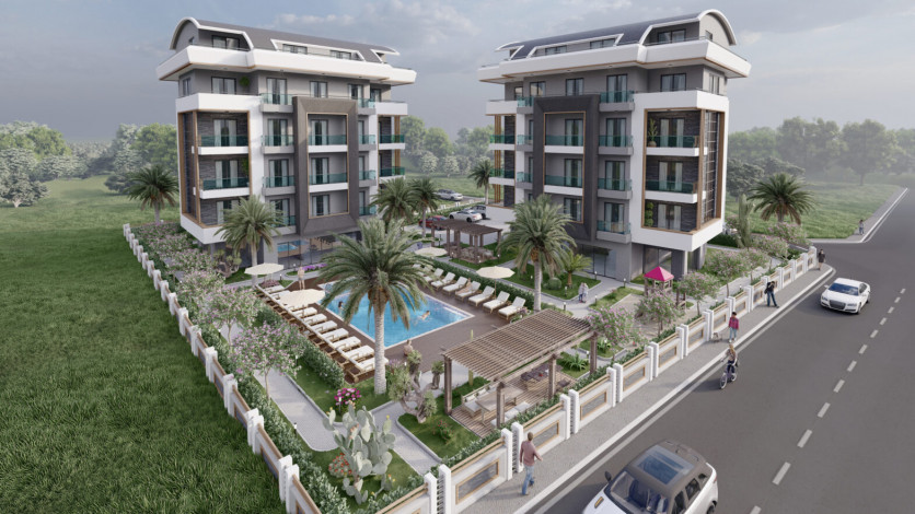 Новый современный проект на стадии строительства с апартаментами  2+1 и 3+1 в районе Оба - Ракурс 2