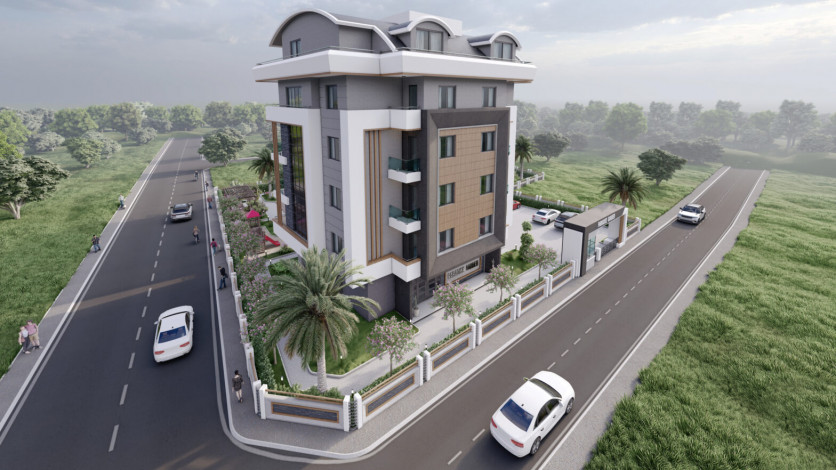 Новый современный проект на стадии строительства с апартаментами  2+1 и 3+1 в районе Оба - Ракурс 3