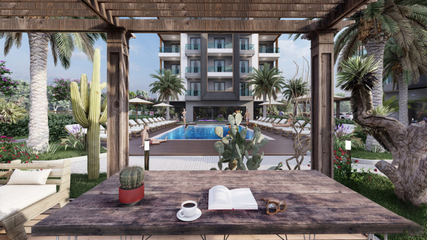 Новый современный проект на стадии строительства с апартаментами  2+1 и 3+1 в районе Оба - Ракурс 5