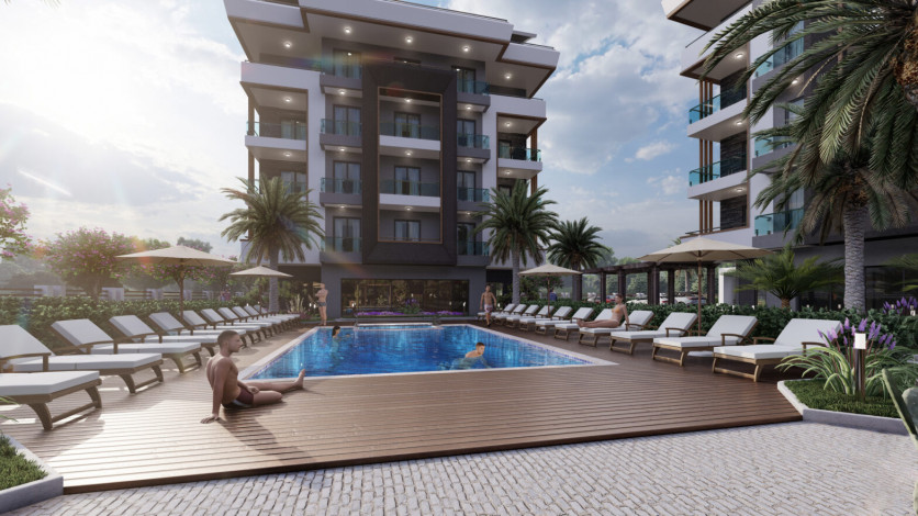 Новый современный проект на стадии строительства с апартаментами  2+1 и 3+1 в районе Оба - Ракурс 6