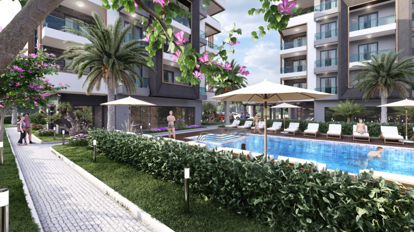 Новый современный проект на стадии строительства с апартаментами  2+1 и 3+1 в районе Оба - Ракурс 8